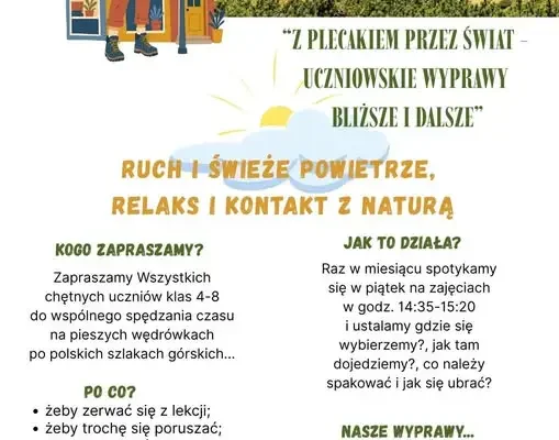Nowa innowacja w szkole: klub „Z plecakiem przez świat” zaprasza uczniów klas 4-8