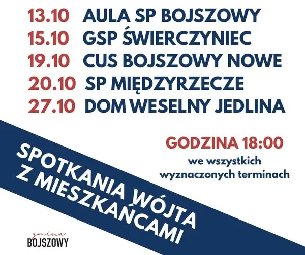 Gmina Bojszowy zaprasza mieszkańców na spotkania z Wójtem