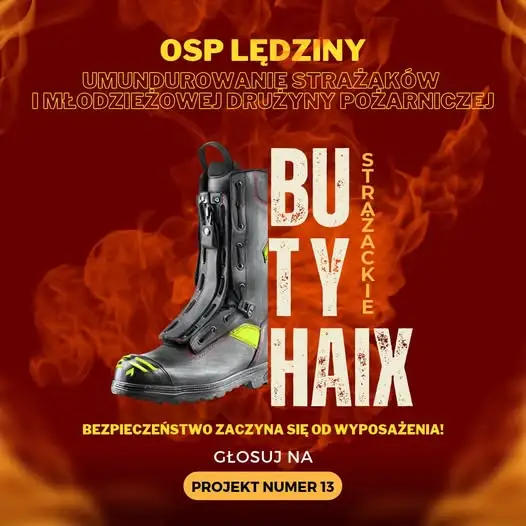 Lędziny: Strażacy walczą o specjalistyczne obuwie bojowe w Budżecie Obywatelskim