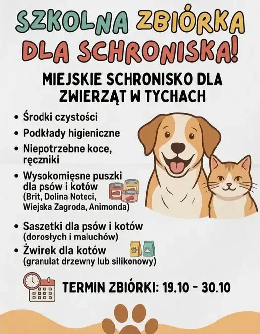 Szkoła w Bieruniu organizuje zbiórkę dla schroniska w Tychach