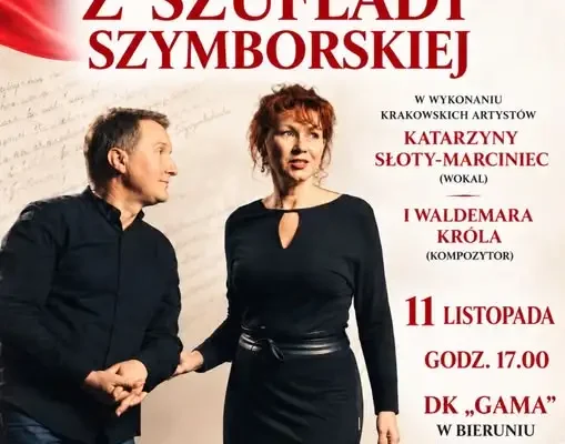 Koncert „Piosenki z szuflady Szymborskiej” w Bieruniu z okazji Święta Niepodległości