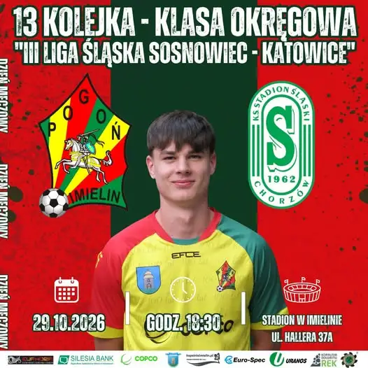 Pogoń Imielin podejmie Stadion Śląski Chorzów w czwartkowym meczu 13. kolejki