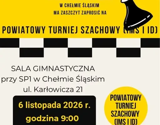 Powiatowy Turniej Szachowy w Chełmie Śląskim – zaproszenie dla szkół