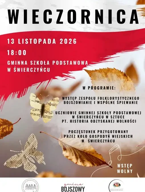 Gminna Wieczornica w Bojszowach – jesienne spotkanie z historią i pieśnią patriotyczną