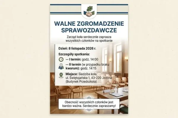 Walne Zgromadzenie Sprawozdawcze w Jedlinie – 8 listopada 2026