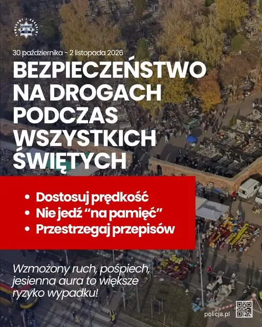 Bezpieczeństwo na drogach przed Wszystkimi Świętymi – policja apeluje o rozwagę