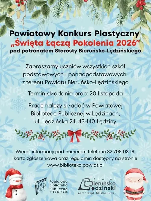 Powiatowy Konkurs Plastyczny „Święta Łączą Pokolenia 2026” – zaproszenie dla uczniów
